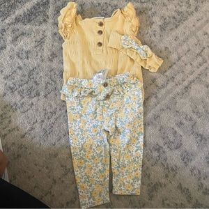 Yellow floral matching set with headband
